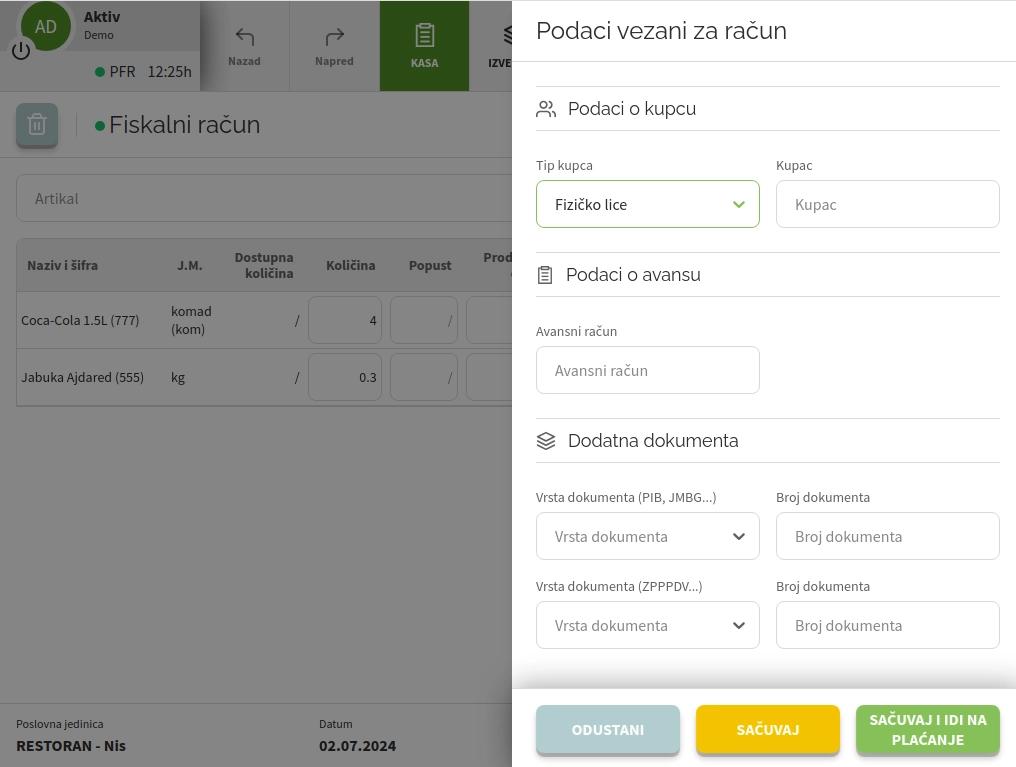 Program za izdavanje računa, Aktiv POS, fiskalna kasa
